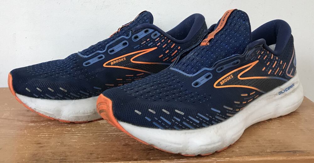 Brooks Glycerin 20 Blue Athletic Running Shoes Sneakers Blue Orange 9.5B 43 Mens